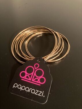 paparazzi Rose Gold Stacked Textured Bangles